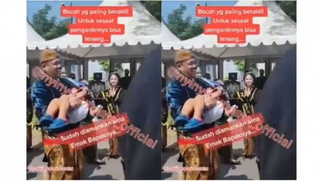 Panembahan Al Nahyan Nasution tidur sambil digendong ayahnya