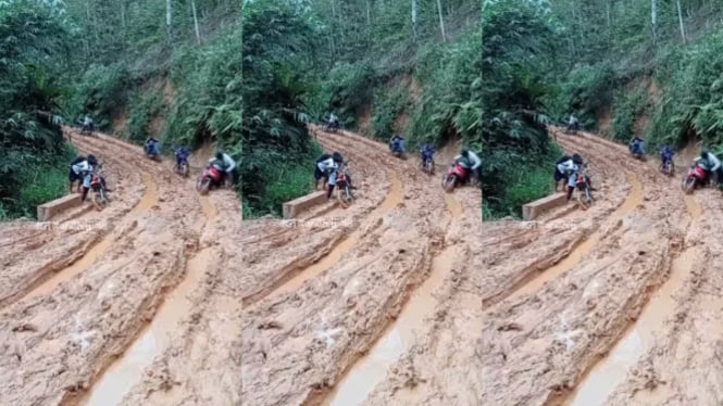 Video Viral Jalan Berlumpur Sulitkan Anak Sekolah