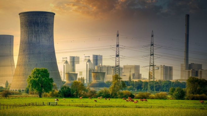 Ilustrasi pembangkit listrik tenaga nuklir (PLTN).