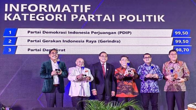 Partai politik peraih kualifikasi informatif dalam Anugerah Keterbukaan Informas Partai politik peraih kualifikasi informatif dalam Anugerah Keterbukaan Informasi Publik 2022 oleh Komisi Informasi Pusat, Tangerang, Banten, Rabu, 14 Desember 2022.