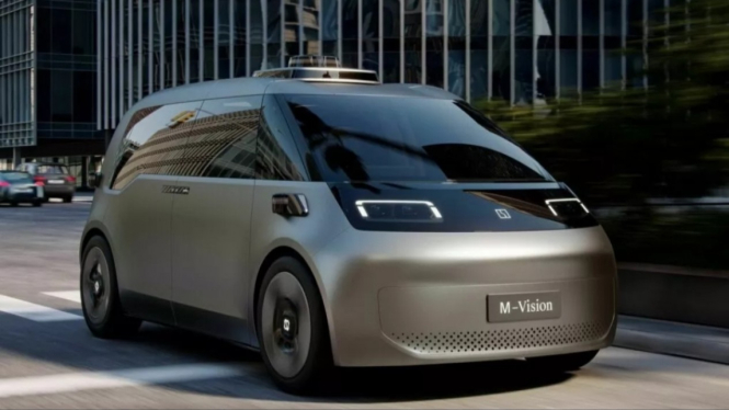 ilustrasi gambar mobil minivan berbasis listrik masa depan