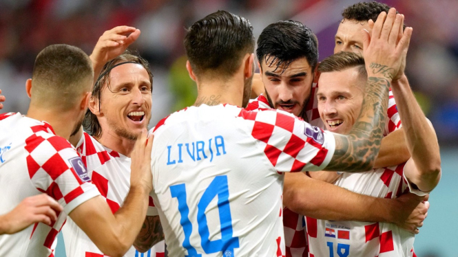 Timnas Kroasia merayakan gol