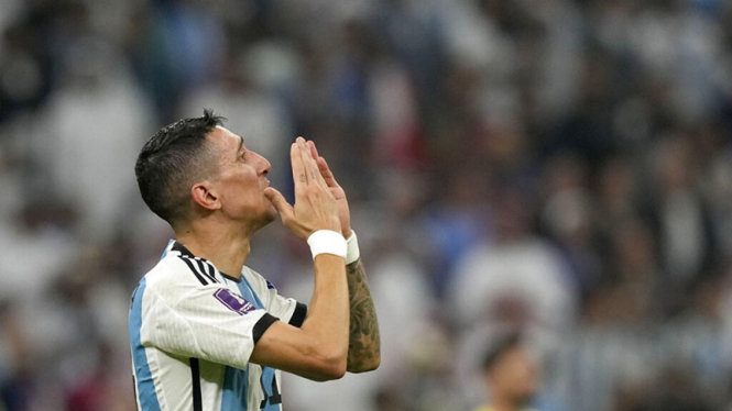 Selebrasi Angel Di Maria usai bobol gawang Prancis di Final Piala Dunia 2022