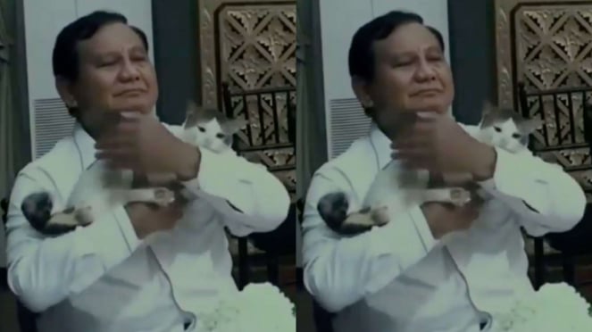 Prabowo Subianto bersama kucingnya yang bernama Bobby