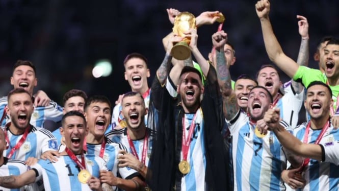 Lionel Messi rayakan kemenangan