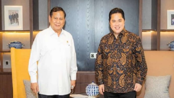 Menhan Prabowo Subianto bersama Menteri BUMN  Erick Thohir