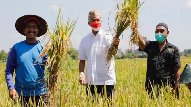 Gubernur Jawa Tengah Ganjar Pranowo (tengah)