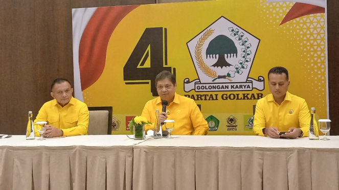 Ketum Golkar Airlangga Hartarto saat penutupan Rapimda II Golkar Provinsi Sumut