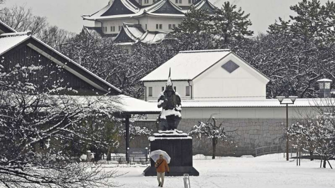 Badai salju di Nagoya, Prefektur Aiichi Jepang 