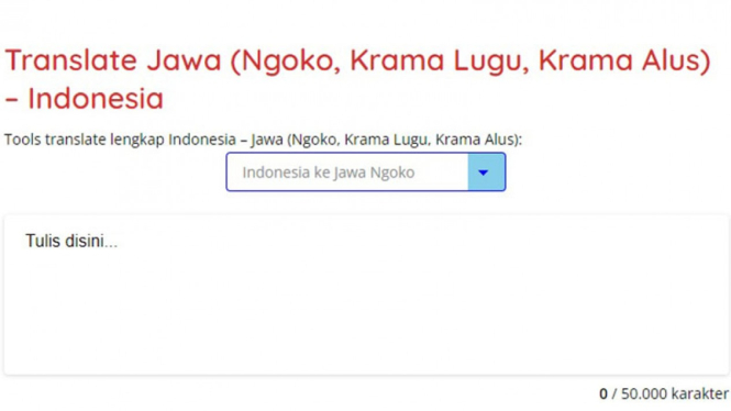 Situs translate bahasa Jawa ke Indonesia