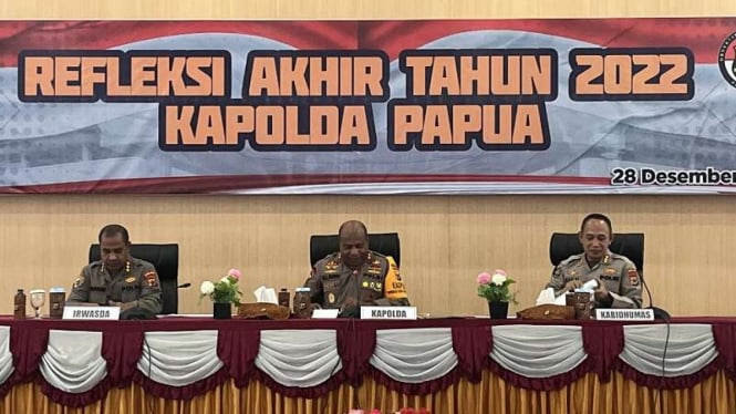 Kapolda Papua Irjen Pol Mathius Fakhiri saat rilis akhir tahun 2022