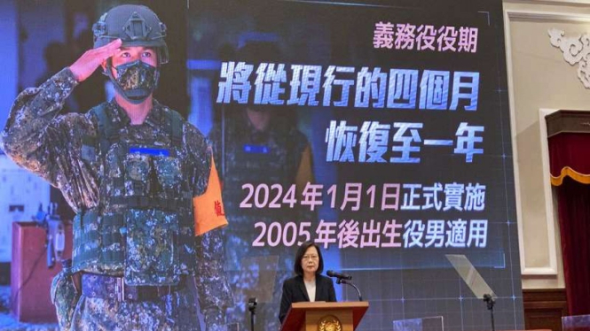  Presiden Taiwan Tsai Ing-wen mengumumkan perpanjangan wajib militer