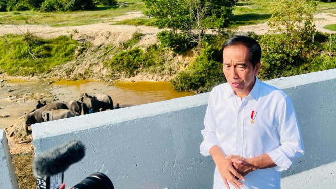 Keterangan Pers Jokowi di atas terowongan Gajah, Tol Pekanbaru-Dumai