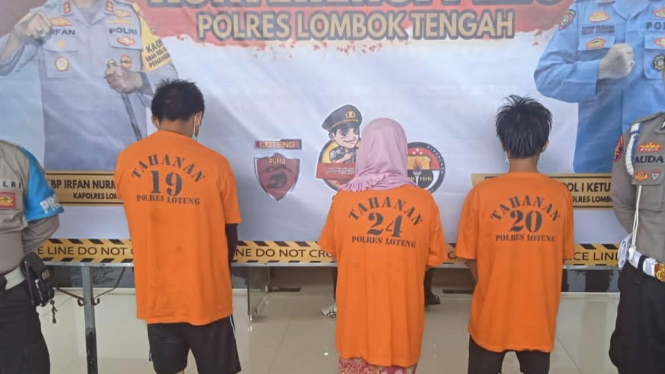 Tiga pelaku pembunuhan di Lombok Tengah, NTB.