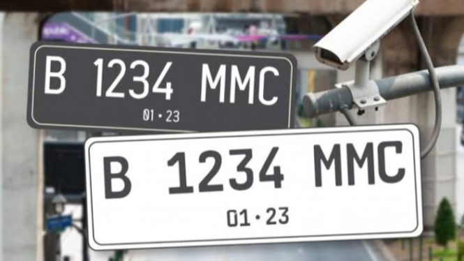 Ilustrasi gambar pelat nomor kendaraan dengan teknologi canggih