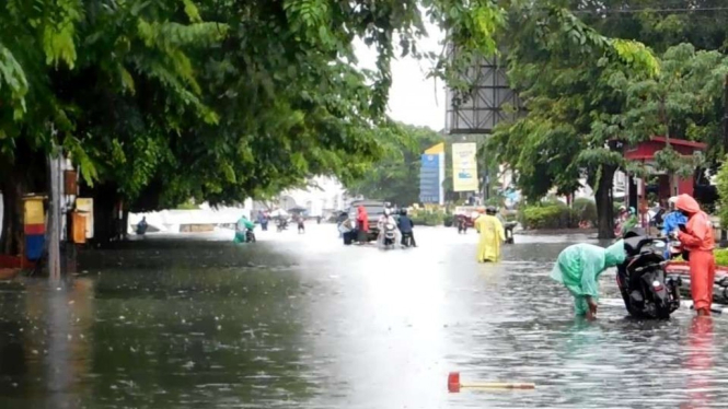 Banjir di Pantura Semarang awal tahun 2023.