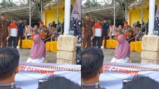  Viral! Nasib Pelakor di Aceh Dicambuk 