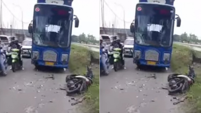 Viral! Pengendara Motor Di Tangerang Tewas Tertabrak Bus Tayo