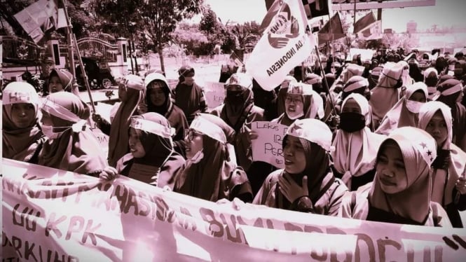 Ilustrasi gerakan perempuan pada aksi unjukrasa menolak kecurangan dalam pemilu dan menolak politik uang. (Foto, Pribadi)