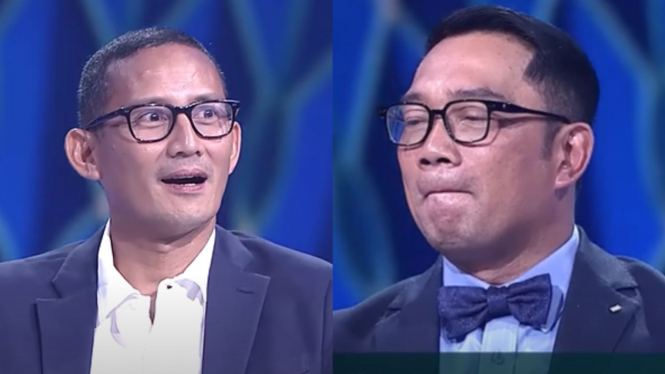 Reaksi Sandiaga Uno dan Ridwan Kamil saat diroasting Kiky Saputri