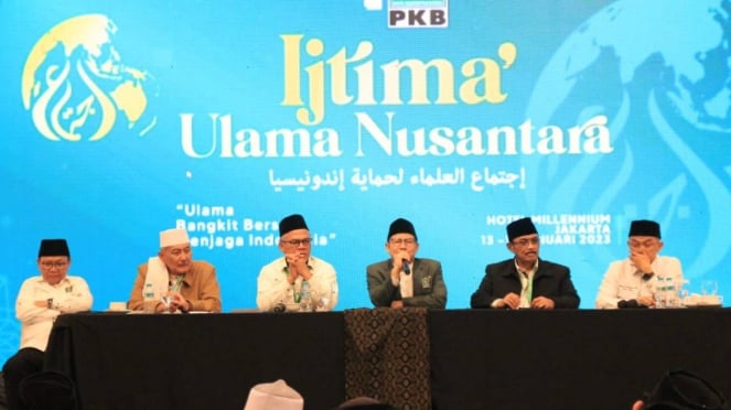 Ketum PKB  Muhaimin Iskandar alias Cak Imin saat Ijtima Ulama Nusantara.