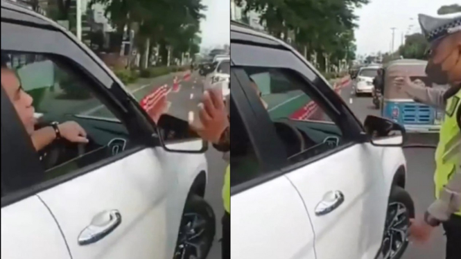 VIVA Otomotif: Video viral perdebatan pengemudi mobil dan polisi.