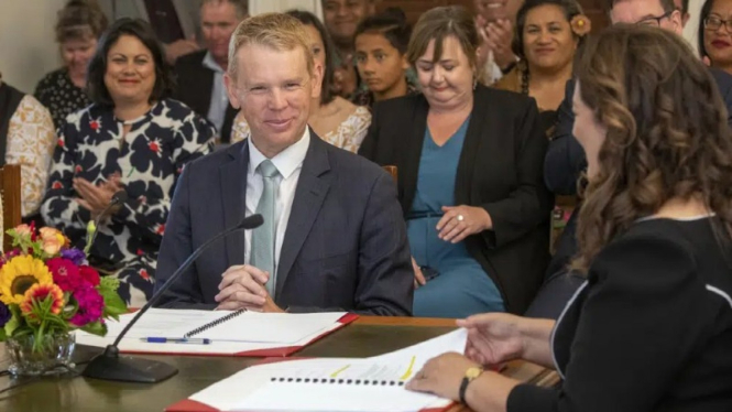 Chris Hipkins diambil sumpah sebagai perdana menteri ke-41 Selandia Baru, pada hari Rabu, 25 Januari 2023.