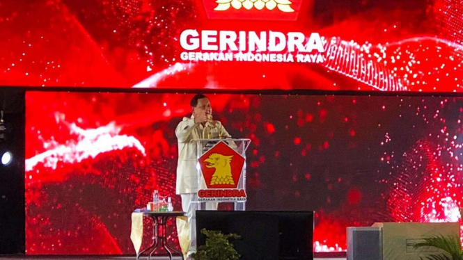 Ketua Umum Partai Gerindra Prabowo Subianto di Medan.