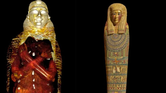 Mumi Mesir berlapis emas.