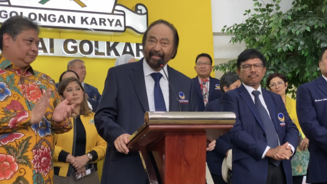 Ketua Umum Partai Nasdem Surya Paloh mengunjungi DPP Golkar