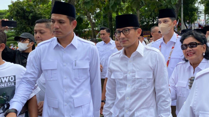 Sandiaga Uno saat hadir di HUT ke-15 Partai Gerindra