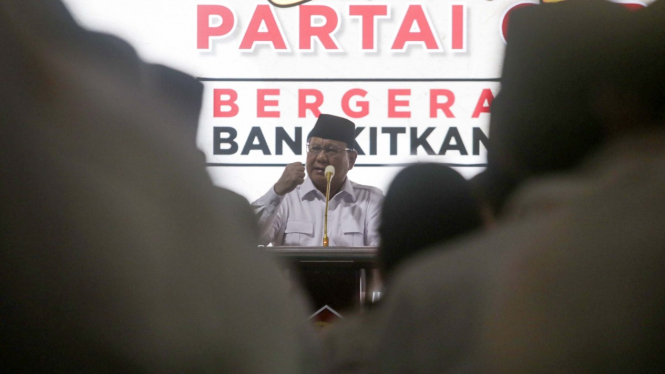 Prabowo Subianto, saat acara HUT Partai Gerindra ke-15