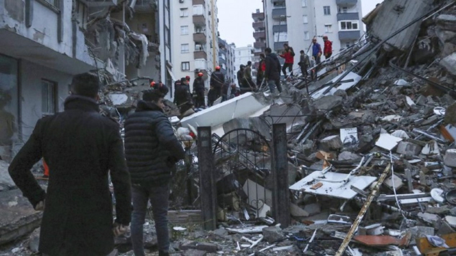 Gempa berkekuatan 7,8 skala richter yang mengguncang sebagian besar Turki dan Suriah, pada Senin pagi, 6 Februari 2023.