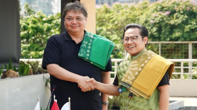 Ketum Golkar Airlangga Hartarto bertemu dengan Ketum PKB Muhaimin Iskandar.