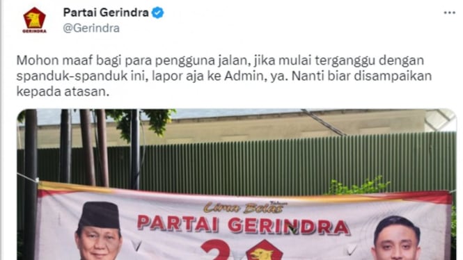 Partai Gerindra minta warga lapor jika menemukan spanduk mereka