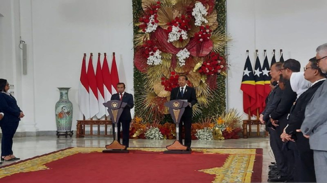 Presiden RI Joko Widodo bersama Perdana Menteri Timor Leste Taur Matan Ruak.