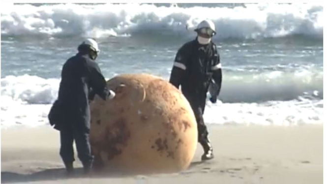 Bola misterius yang muncul di pantai Jepang.