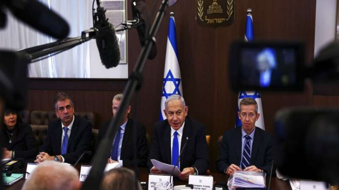 PM Israel Benyamin Netanyahu konferensi pers usai sidang kabinet (23/2)