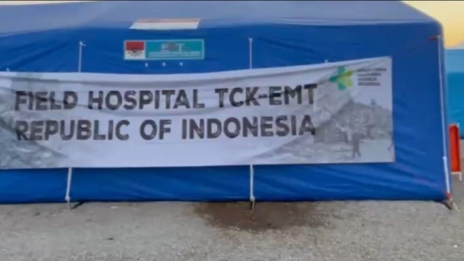 RS lapangan Indonesia beroperasi di Kota Hassa, Provinsi Hatay, Turki untuk melayani dan merawat warga setempat yang terdampak gempa bumi.