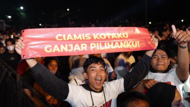 Relawan pendukung Ganjar Pranowo di Ciamis Jawa Barat.