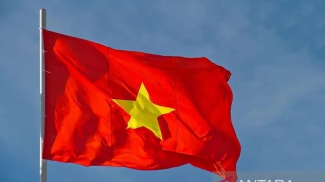 Ilustrasi bendera Vietnam.