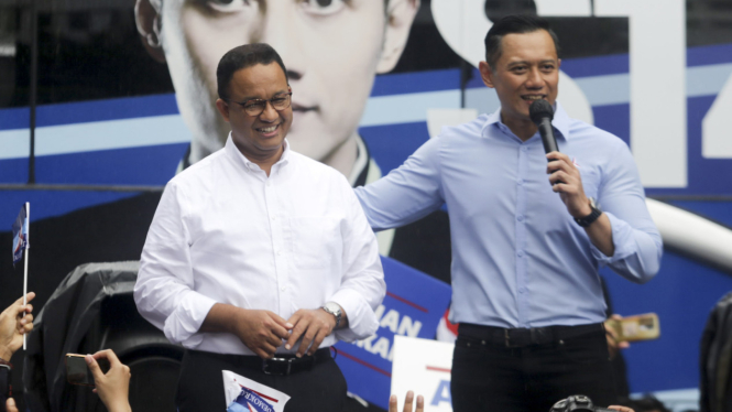 Anies Baswedan dan Ketum Partai Demokrat Agus Harimurti Yudhoyono atau AHY di kantor DPP Demokrat.