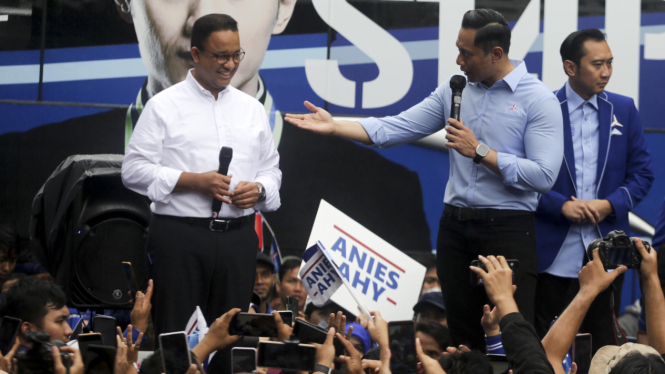 Anies Baswedan dan Ketum Demokrat AHY di DPP Demokrat