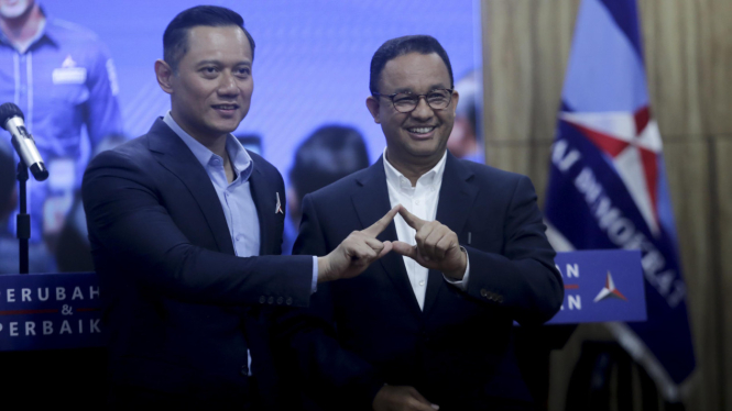 Anies Baswedan dan AHY di DPP Demokrat