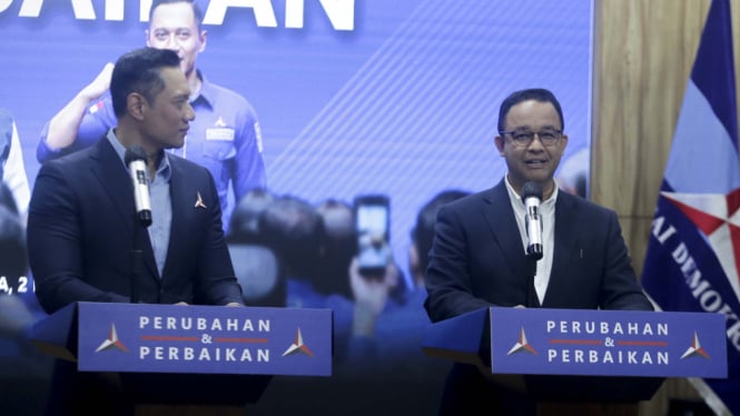 Anies Baswedan dan AHY di DPP Demokrat