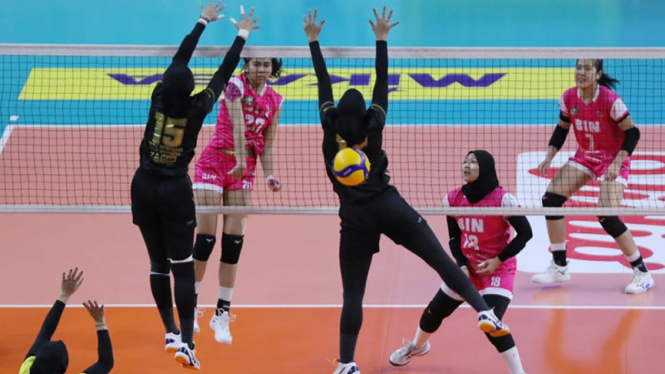 Aksi tim voli putri, Jakarta BIN di babak final four Proliga 2023