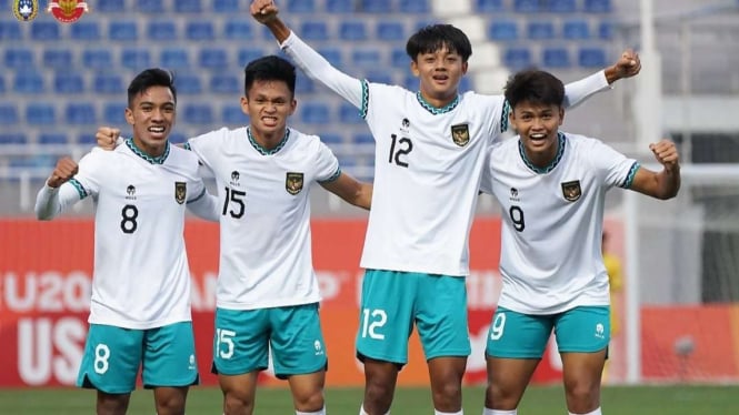 Pemain Timnas Indonesia U-20 rayakan gol