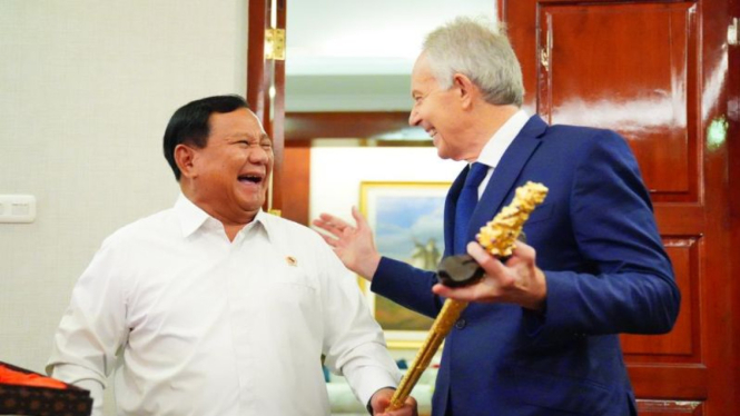 Menhan Prabowo Subianto bertemu dengan eks PM Britania Raya Tony Blair.