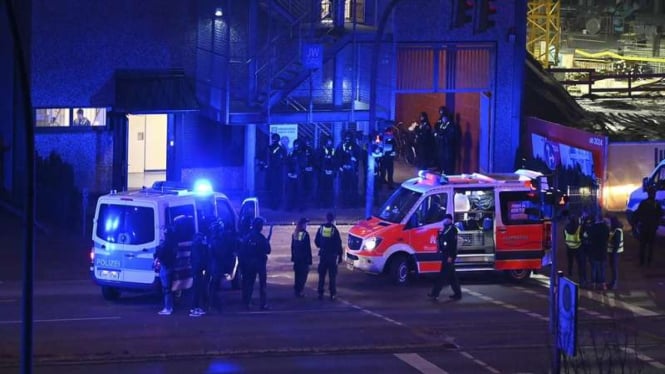 Polisi berada di TKP penembakan di Hamburg, Jerman pada Kamis 9 Maret 2023 