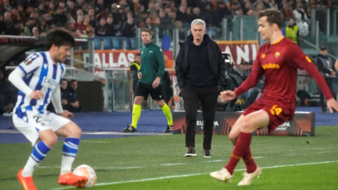 Jose Mourinho saat AS Roma vs Real Sociedad